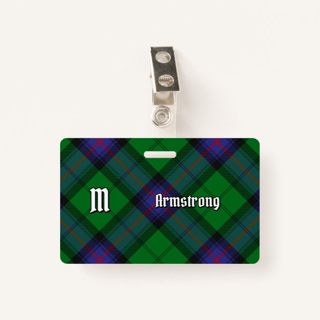 Tarjeta De Identificación Clan Armstrong Tartan Badge (Anverso con clip)