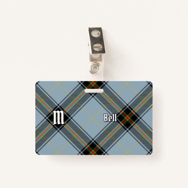 Tarjeta De Identificación Clan Bell Tartan (Anverso con clip)