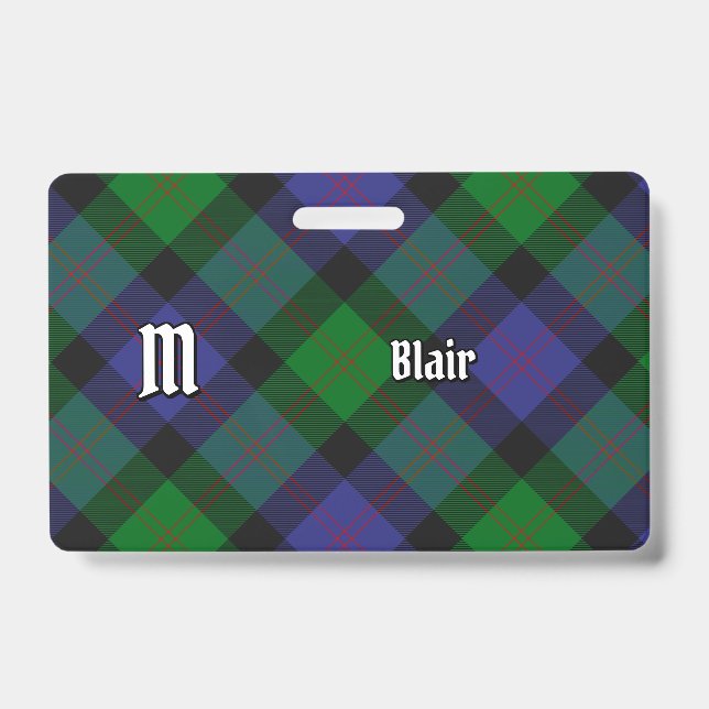 Tarjeta De Identificación Clan Blair Tartan Badge (Front)
