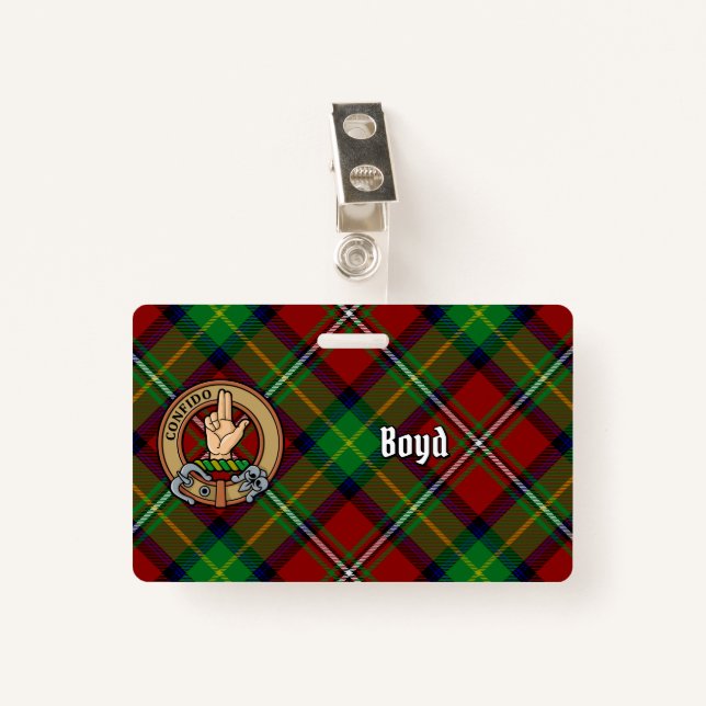 Tarjeta De Identificación Clan Boyd Escudo sobre Tartán (Anverso con clip)