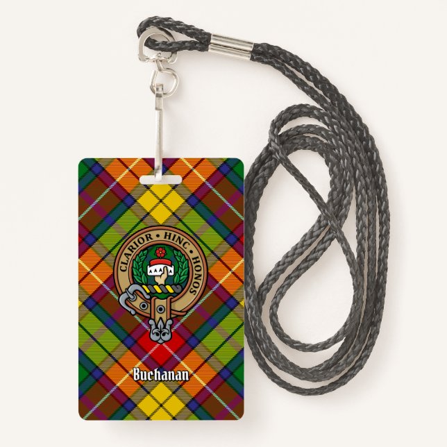 Tarjeta De Identificación Clan Buchanan Escudo por Tartán (Anverso son cordón)
