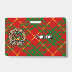 Tarjeta De Identificación Clan Cameron Escudo sobre Tartán
