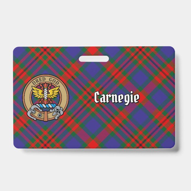 Tarjeta De Identificación Clan Carnegie Escudo sobre Tartán (Front)