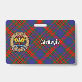 Tarjeta De Identificación Clan Carnegie Escudo sobre Tartán