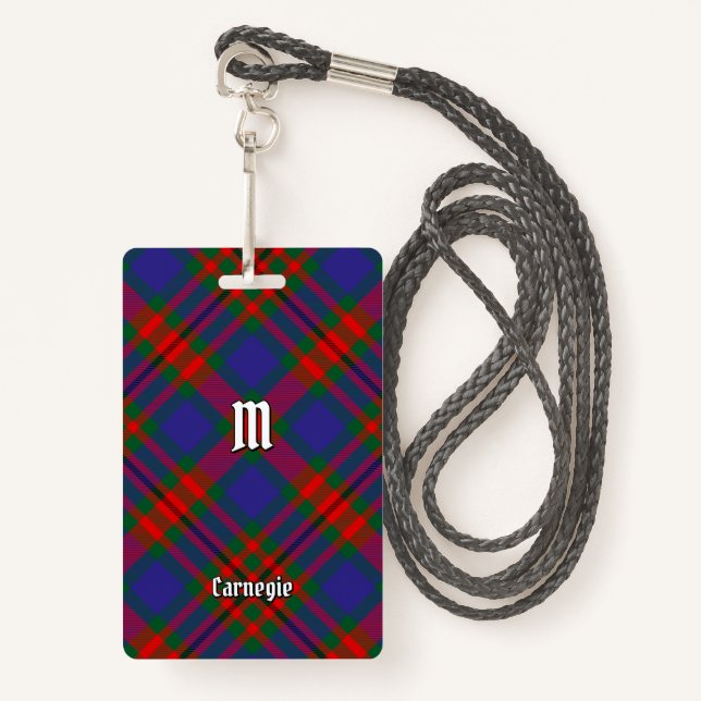 Tarjeta De Identificación Clan Carnegie Tartan (Anverso son cordón)