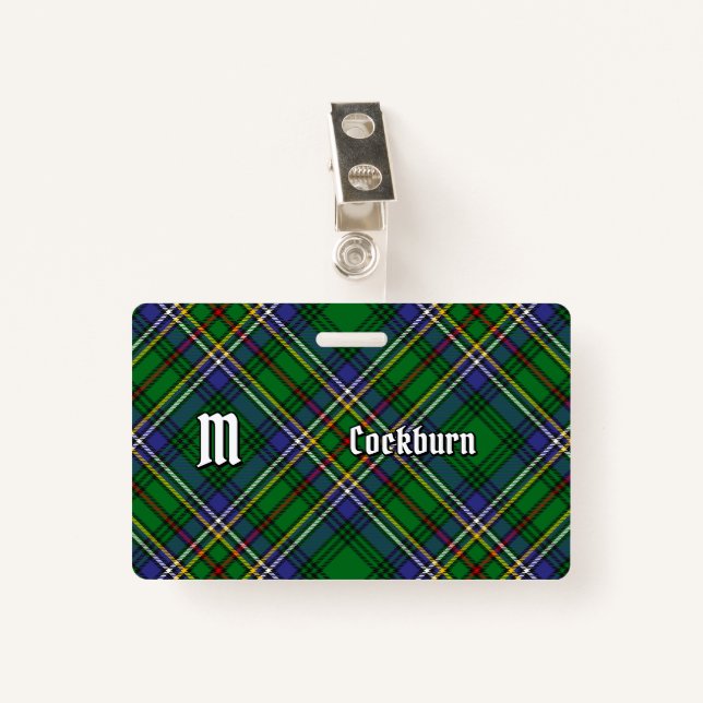 Tarjeta De Identificación Clan Cockburn Tartan (Anverso con clip)