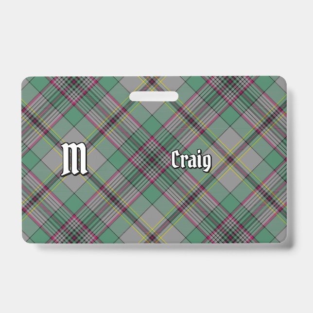 Tarjeta De Identificación Clan Craig Tartan Badge (Anverso)