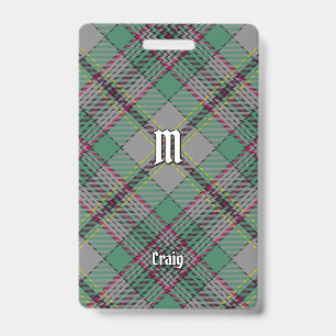 Tarjeta De Identificación Clan Craig Tartan Badge