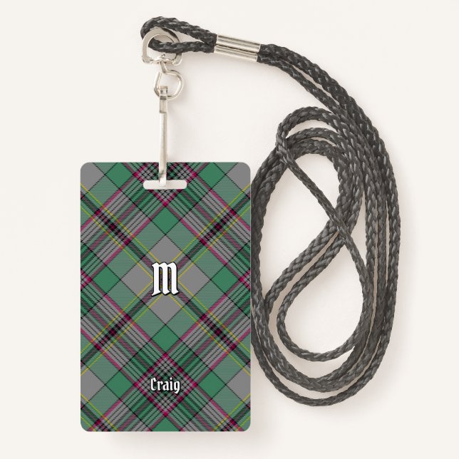 Tarjeta De Identificación Clan Craig Tartan Badge (Anverso son cordón)