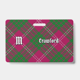 Tarjeta De Identificación Clan Crawford Tartan Badge