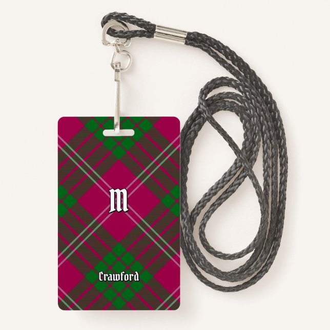 Tarjeta De Identificación Clan Crawford Tartan Badge (Anverso son cordón)
