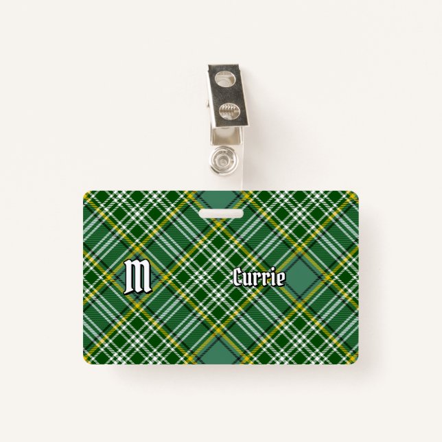 Tarjeta De Identificación Clan Currie Tartan (Anverso con clip)