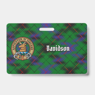 Tarjeta De Identificación Clan Davidson Escudo sobre Tartán