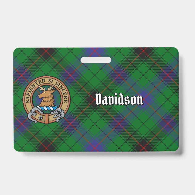 Tarjeta De Identificación Clan Davidson Escudo sobre Tartán (Front)