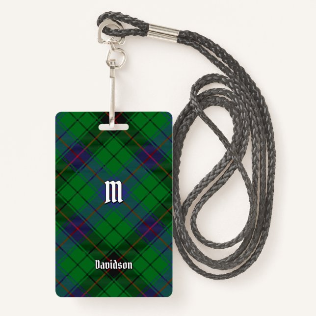 Tarjeta De Identificación Clan Davidson Tartan (Anverso son cordón)