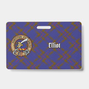 Tarjeta De Identificación Clan Elliot Escudo sobre el tartán moderno