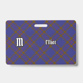 Tarjeta De Identificación Clan Elliot Modern Tartan Badge