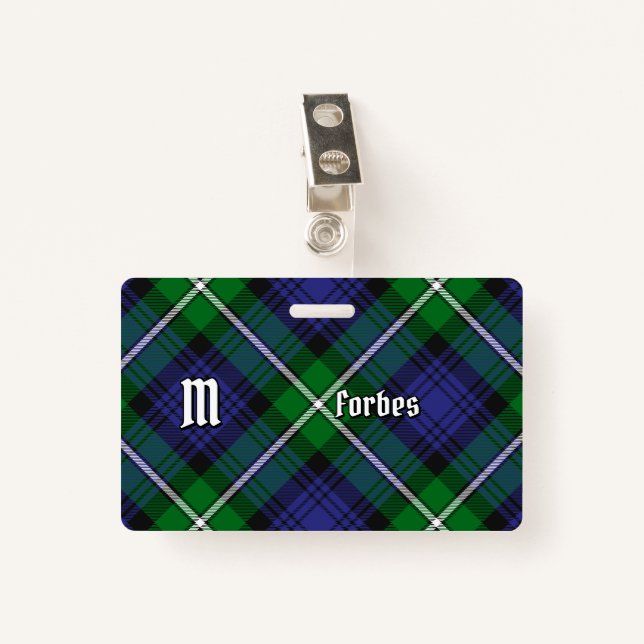 Tarjeta De Identificación Clan Forbes Tartan (Anverso con clip)
