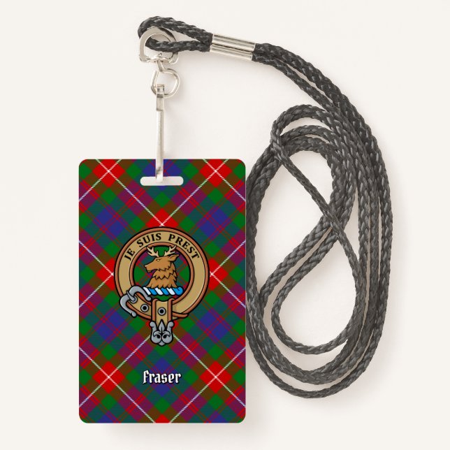 Tarjeta De Identificación Clan Fraser de Lovat Escudo sobre Tartán (Anverso son cordón)
