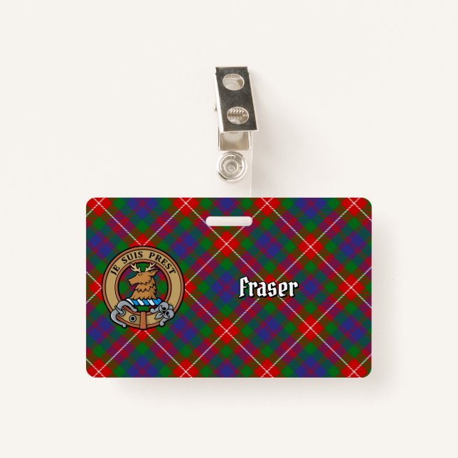 Tarjeta De Identificación Clan Fraser de Lovat Escudo sobre Tartán (Anverso con clip)