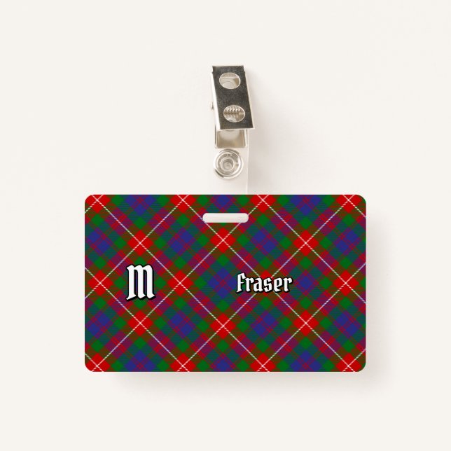 Tarjeta De Identificación Clan Fraser de Lovat Tartan Badge (Anverso con clip)