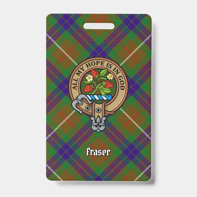 Tarjeta De Identificación Clan Fraser Escudo sobre la caza de tartán (Parte frontal)