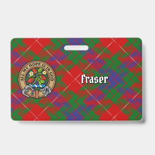 Tarjeta De Identificación Clan Fraser Escudo sobre Tartán