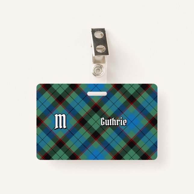 Tarjeta De Identificación Clan Guthrie Tartan (Anverso con clip)