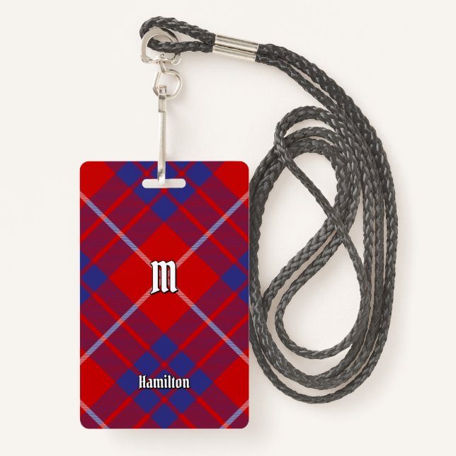 Tarjeta De Identificación Clan Hamilton Red Tartan Badge (Anverso son cordón)
