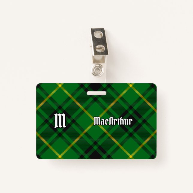Tarjeta De Identificación Clan MacArthur Tartan (Anverso con clip)