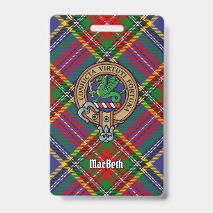 Tarjeta De Identificación Clan MacBeth Escudo sobre Tartán