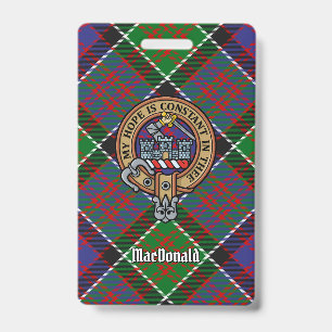 Tarjeta De Identificación Clan MacDonald de Clanranald Escudo sobre Tartán