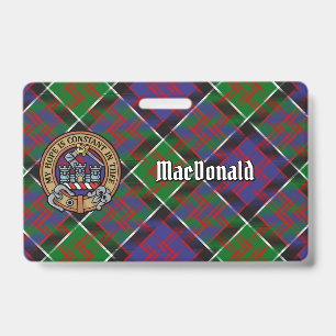 Tarjeta De Identificación Clan MacDonald de Clanranald Escudo sobre Tartán