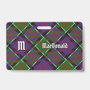 Tarjeta De Identificación Clan MacDonald de la Insignia Clanranald Tartan