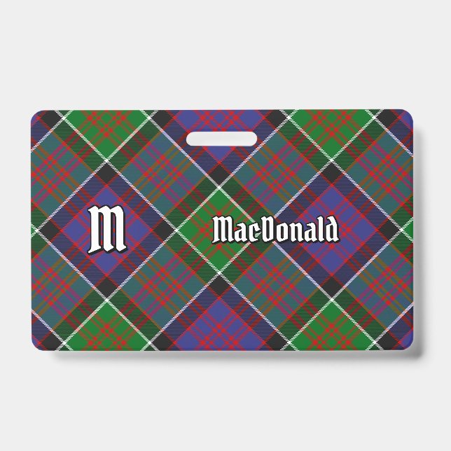 Tarjeta De Identificación Clan MacDonald de la Insignia Clanranald Tartan (Parte frontal)