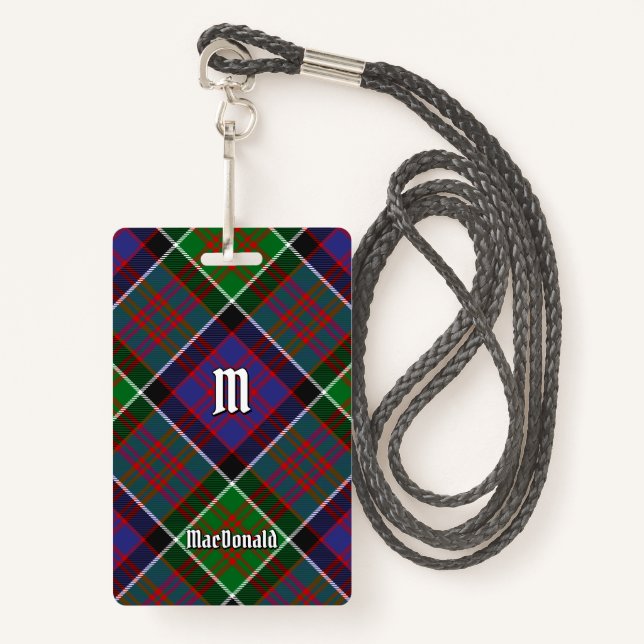 Tarjeta De Identificación Clan MacDonald de la Insignia Clanranald Tartan (Anverso son cordón)
