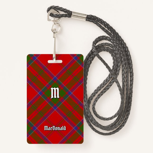 Tarjeta De Identificación Clan MacDonald de la insignia Keppoch Tartan (Anverso son cordón)