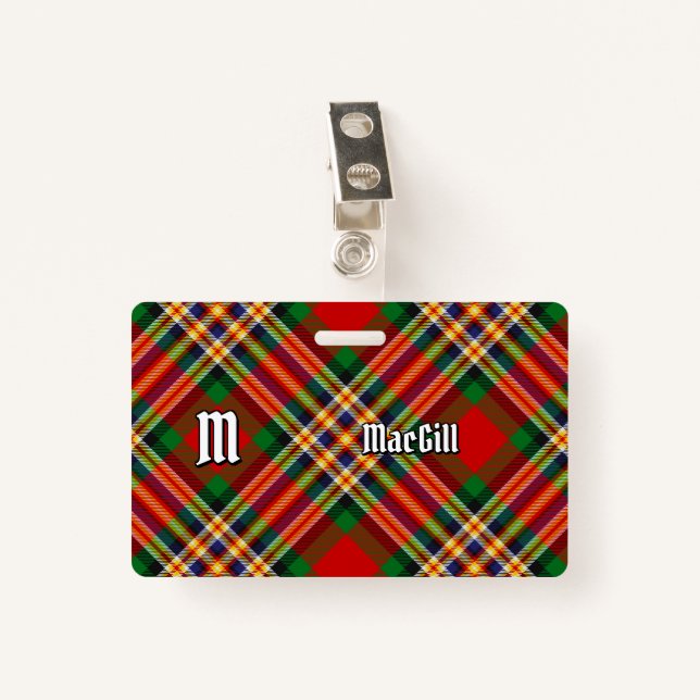 Tarjeta De Identificación Clan MacGill Tartan Badge (Anverso con clip)