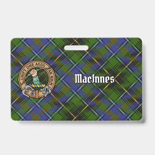 Tarjeta De Identificación Clan MacInnes Escudo sobre Tartán