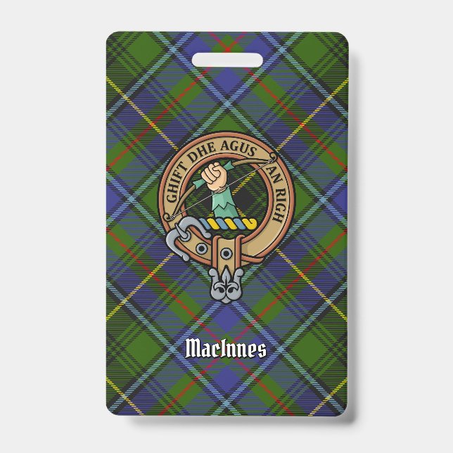 Tarjeta De Identificación Clan MacInnes Escudo sobre Tartán (Front)