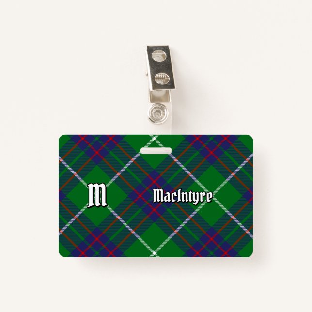 Tarjeta De Identificación Clan MacIntyre Hunting Tartan (Anverso con clip)
