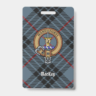 Tarjeta De Identificación Clan MacKay Escudo sobre Blue Tartán