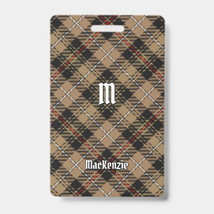 Tarjeta De Identificación Clan MacKenzie Brown cazando la insignia Tartán