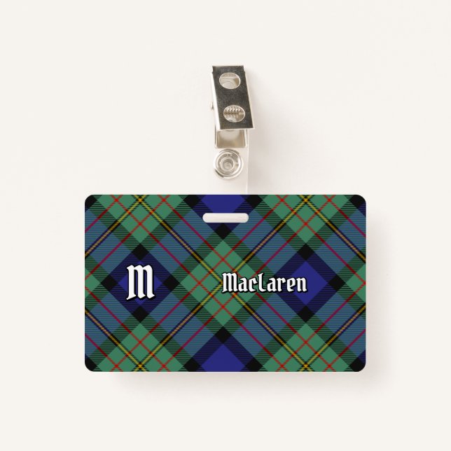 Tarjeta De Identificación Clan MacLaren Tartan (Anverso con clip)
