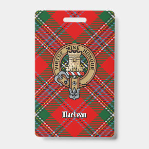 Tarjeta De Identificación Clan MacLean Escudo sobre Tartán