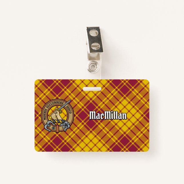 Tarjeta De Identificación Clan MacMillan Escudo por Vestir Tartán (Anverso con clip)