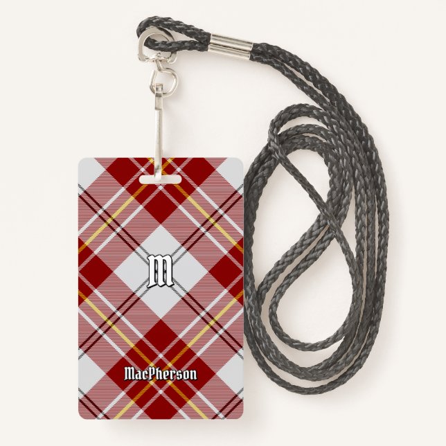 Tarjeta De Identificación Clan MacPherson Red Vress Tartan Badge (Anverso son cordón)