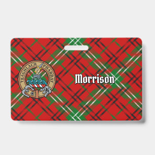 Tarjeta De Identificación Clan Morrison Escudo sobre Tartán Rojo