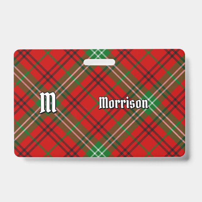 Tarjeta De Identificación Clan Morrison Red Tartan Badge (Anverso)