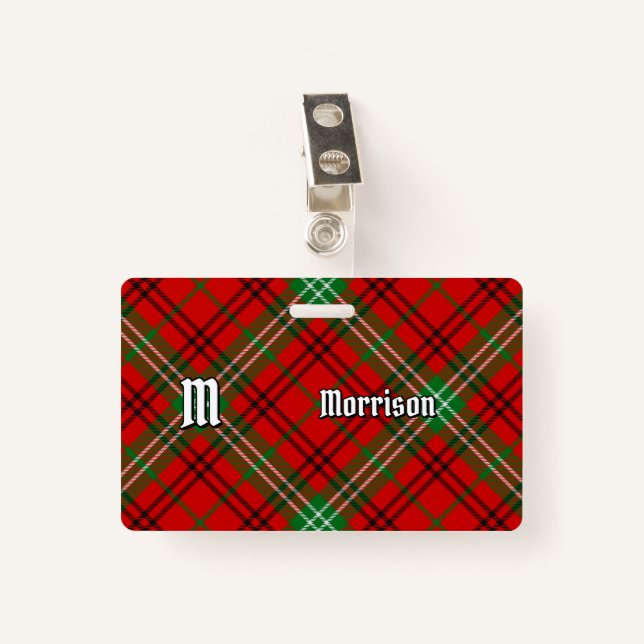 Tarjeta De Identificación Clan Morrison Red Tartan Badge (Anverso con clip)
